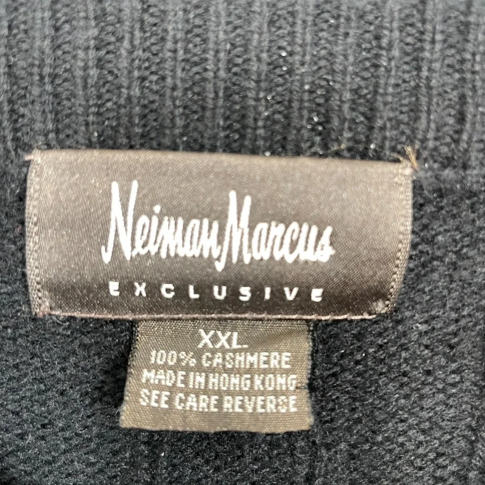 Vintage Neiman Marcus 100% Cashmere Cable Knit Sweater‎ Mens XXL Black Crewneck